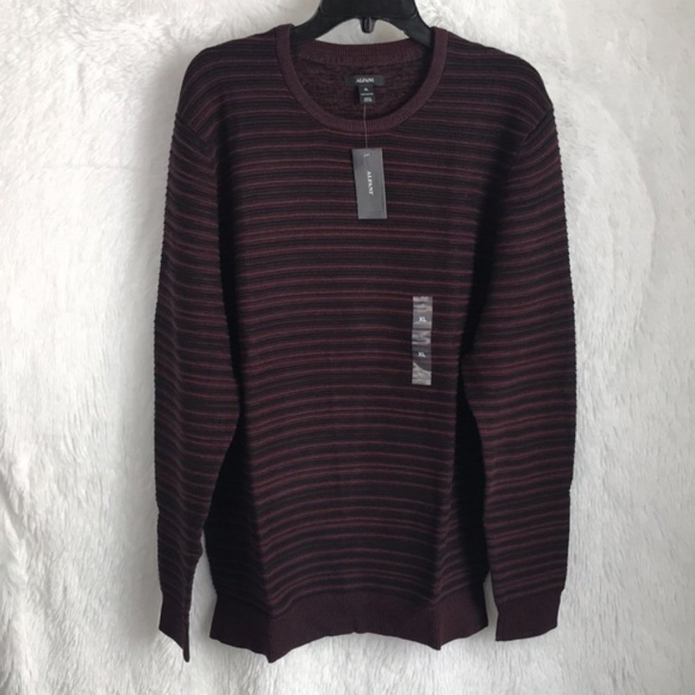 NWT Macy's Alfani Men's Sweater Port Red  Ottoman Textured Crewneck - Picture 5 of 14